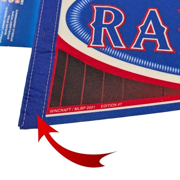 Y2K Texas Rangers MLB Wincraft Felt Pennant 30" X 12" Deadstock - Picture 4 of 6